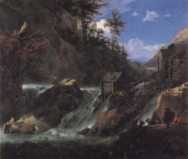 Jan Asselijn Landscape with Waterfall oil painting image
